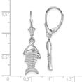 thumbnail image 3 of Finest Gold Sterling Silver Polished 3D Fishbone Leverback Earrings, 3 of 3
