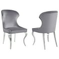 thumbnail image 2 of Cian 22 Inch Dining Chair Curved Cabriole Legs Gray Velvet Set of 2 - Saltoro Sherpi, 2 of 5