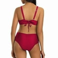 thumbnail image 4 of UTSJKR Women's High Waisted Bikini Sets Sexy Wrap Ruched Swimsuits Cheeky Tummy Control 2 Piece Bathing Suits Red S, 4 of 6