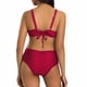 thumbnail image 3 of Trajes de Baño de Mujer de Cintura Alta Cuello en V Vendaje Sólido Ajustamiento Apretado Reunión Traje de Baño Conjunto Dividido, 3 of 6
