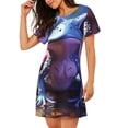 thumbnail image 2 of Balery Colorful Frog Among Flowers Camisón de manga corta con cuello redondo para mujer, cómodo y elegante., 2 of 6