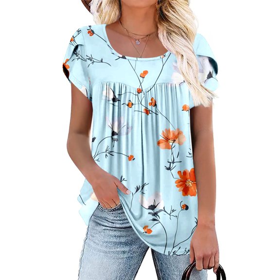 Runfenguu Oversized Graphic Tees Summer Graphic Tees Women'S Oversized Round Neck Short Sleeved Solid Summer Base Shirt Sports T-Shirt Top Spring Top For Women