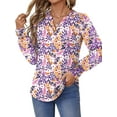 thumbnail image 3 of UVN Womens Fall Blouses Long Sleeve V neck Shirts Dressy Casual Smocked Cuffs Tunic Tops, 3 of 8