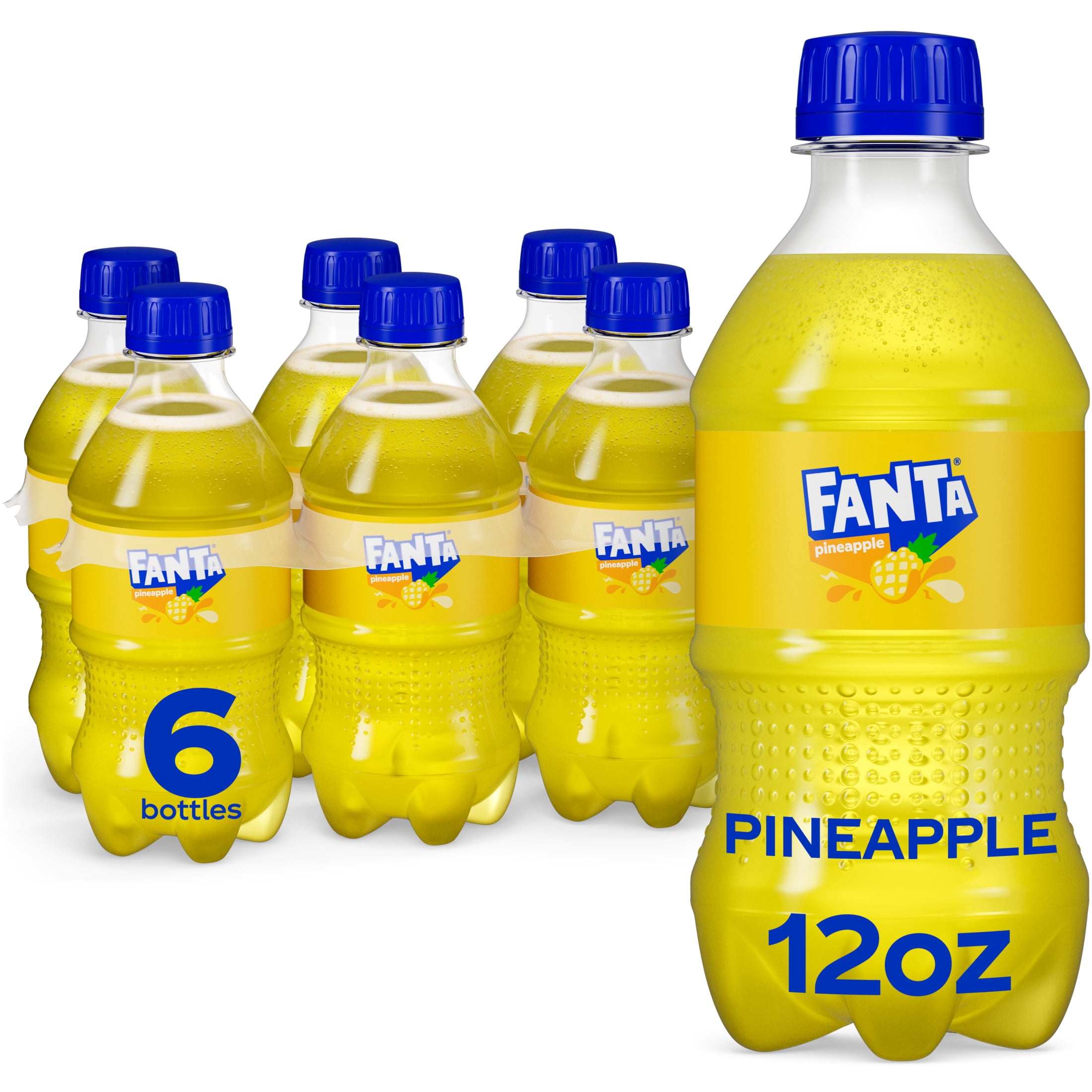 (4 pack) Fanta Pineapple Soda Pop Bottles, 12 fl oz, 6 Pack
