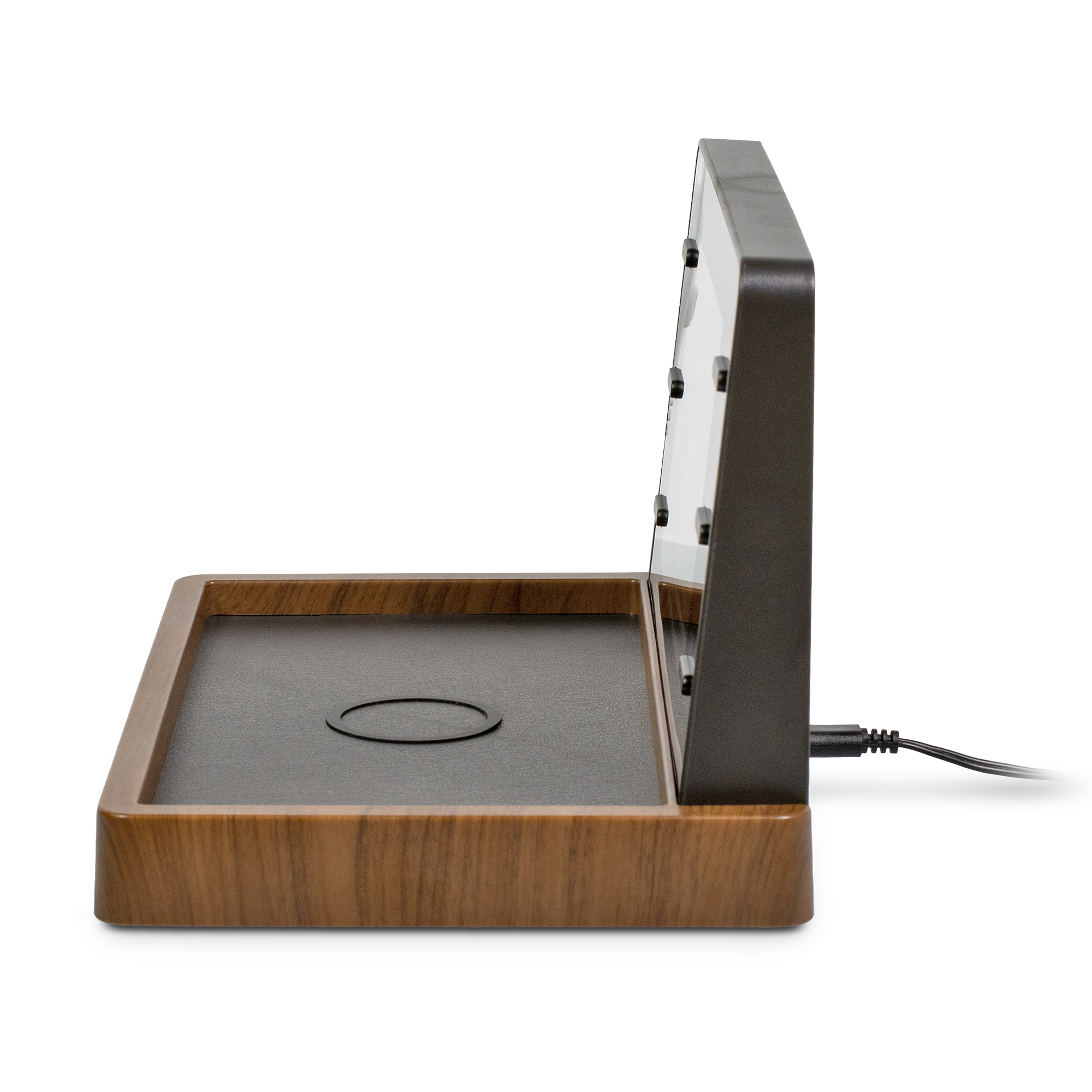 AcuRite Weather Valet Charging Pad Alarm Clock, Black with Walnut Finish