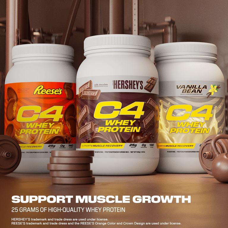 C4 Pro Whey Protein Powder, Hershey's Milk Chocolate Flavor, 25g of Protein, 18 Servings