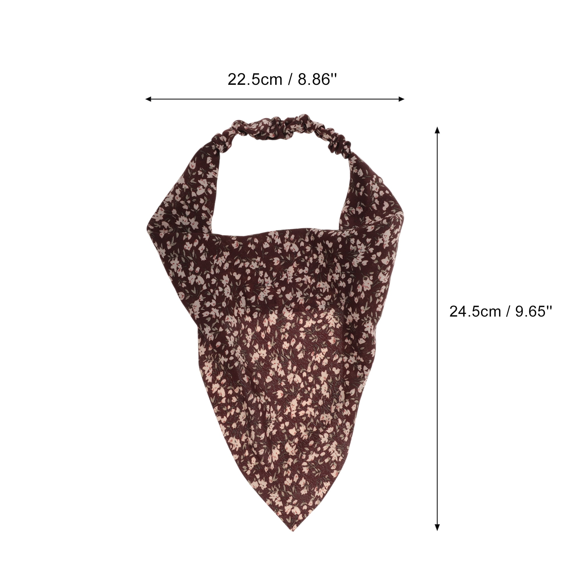 Unique Bargains 1pc Fashion Ditsy Floral Headwrap 8.86''x9.65'' Coffee Color