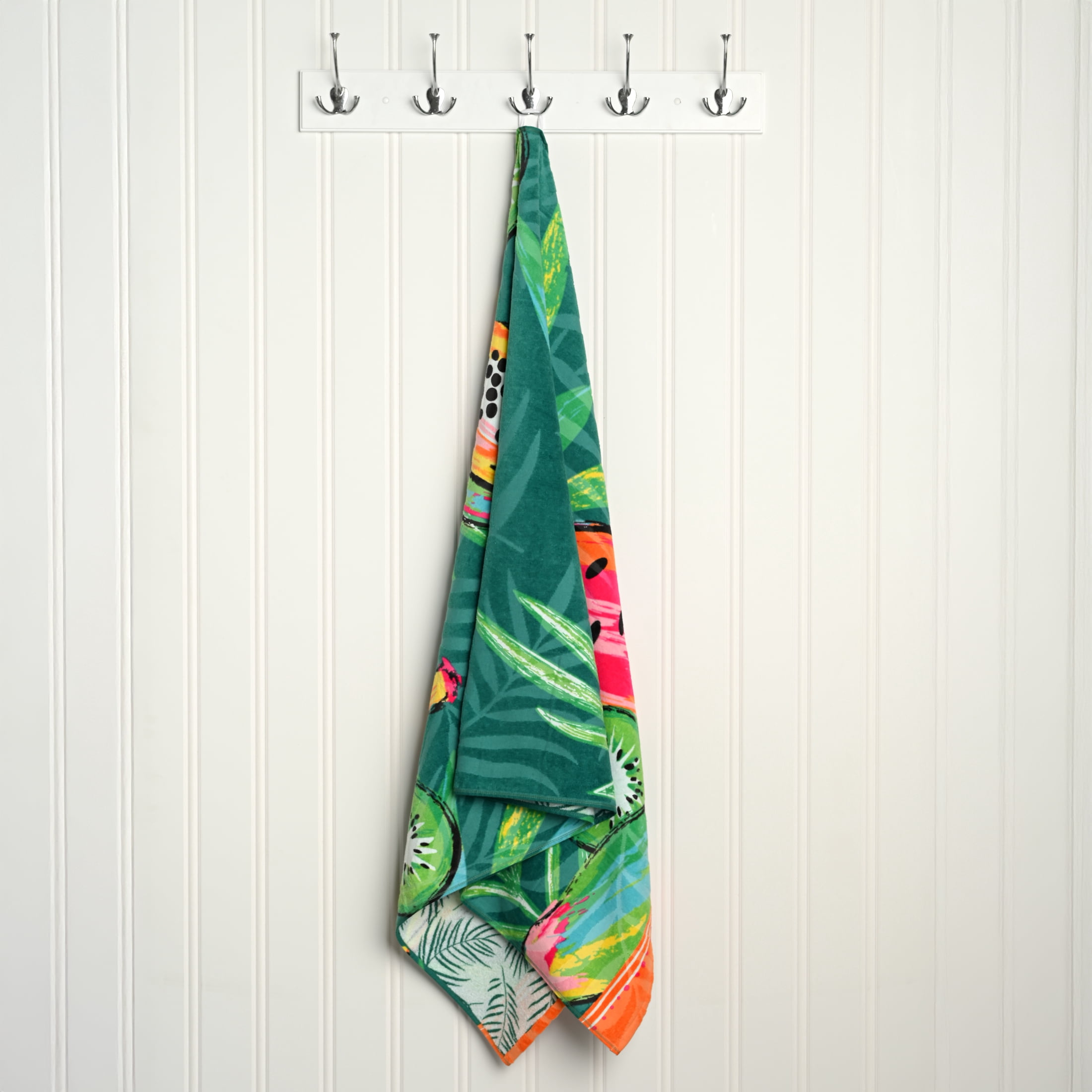 Better Homes & Gardens Cotton Blend Blend Beach Towel, 72 x 38 in, Fruit Reverse Print