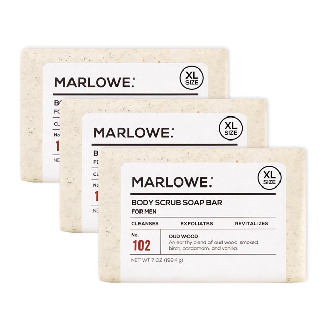 Jabón exfoliante corporal MARLOWE. Madera de Oud No. 102, 200 ml (3 barras)