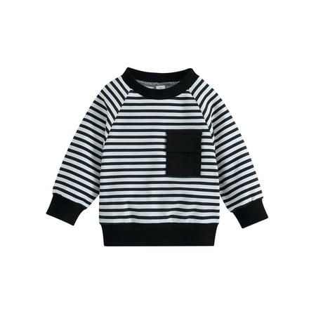 

Bagilaanoe Newborn Baby Girl Boy Casual Sweatshirt Long Sleeve Stripe Print Pullover 3M 6M 9M 12M 18M Infant Loose Tee Tops