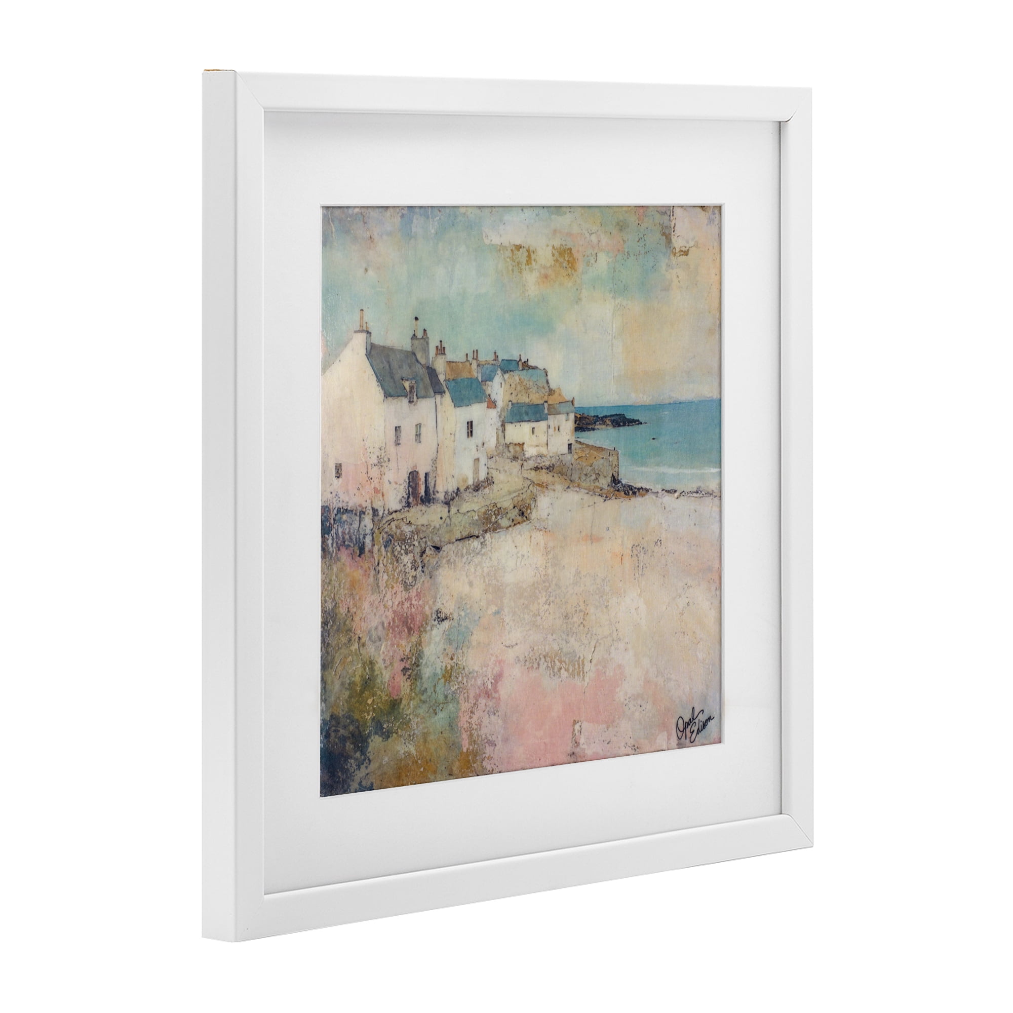 Stupell Industries Town Corner Architecture White Framed Print Under Glass, design by Opal Edison