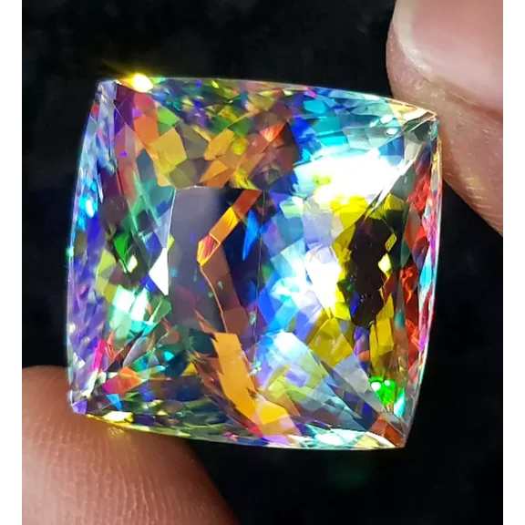 65 CT Seven Color Fantasy Cut Quartz Blue Magical Mystic Rainbow Glass Pendant Stone Loose Gemstone for Stone Shape Making