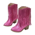 thumbnail image 3 of Leey-World Baby Cowgirl Boots Glitter Cowgirl Cowboy Boots for Girls Little Kids Mid Calf Hot Pink,12.5, 3 of 7