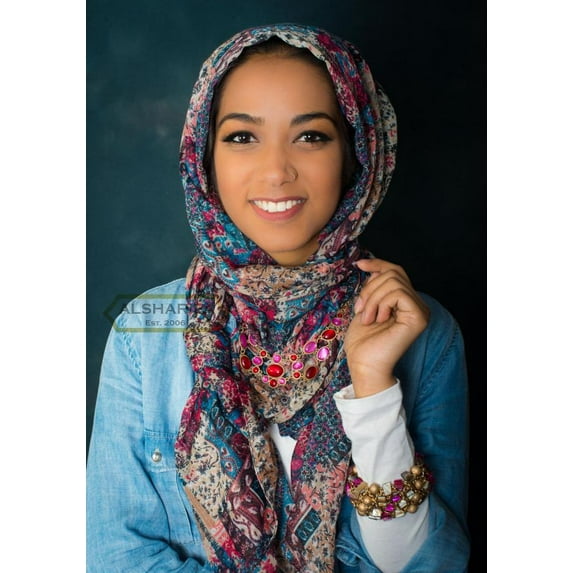 INTRICATE DESIGN FASHION SCARF MUSLIM HIJAB 66" X 25" |HEAD WRAP SHAWL | 662830 |Black