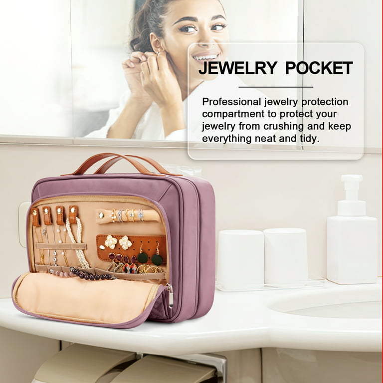 LAVIEVERT Toiletry Bag Makeup Organizer Cosmetic Bag Portable Travel Kit  Household Pack Bathroom Storage with Hanging & Adjustable Shoulder Strap