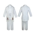 thumbnail image 3 of Baby Boy Christening Baptism Formal White Tail Suit Silver Gold Maria on Stole Sm-20, 3 of 4