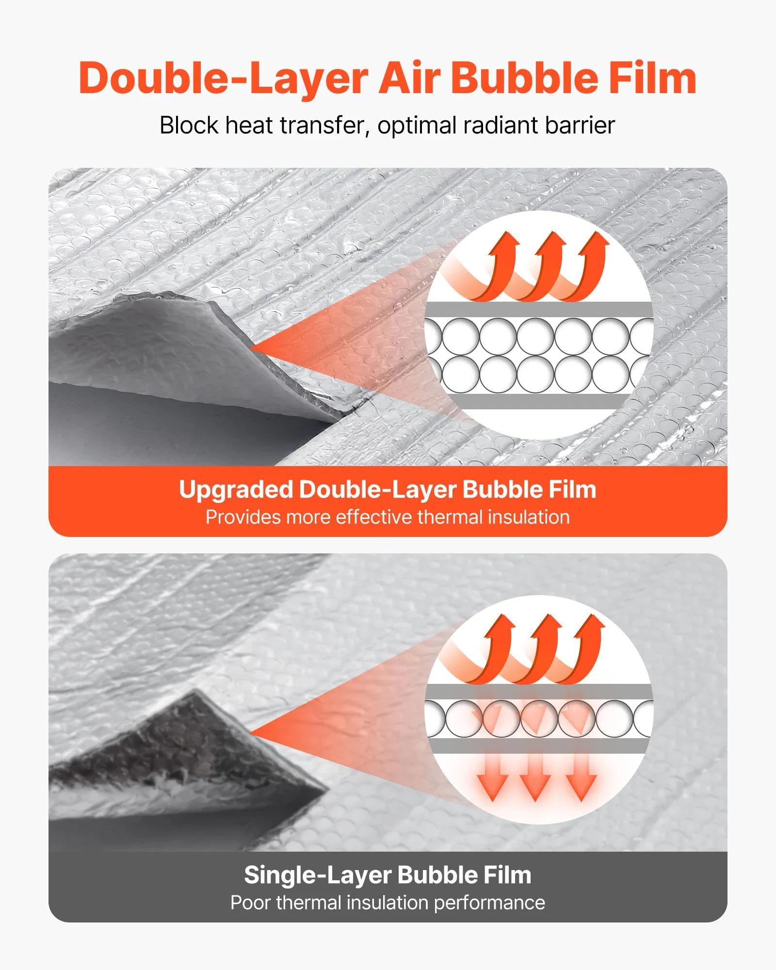 Double Reflective Insulation Sheet, 16Pcs Double Sided Aluminum Foil Radiant Barrier, Dual Layer Air Bubble Heat Reflective Shield, Thermal Insulation Rolls for Garage Door Window RV Roof