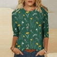 thumbnail image 2 of KIHOUT Womens Spring Shirts Ladies Fashion Printed Loose T-shirt 3/4 Sleeves Blouse Round Neck Casual Tops, 2 of 5