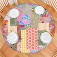 thumbnail image 2 of Pioneer Flower Floral Print Pattern Round Fitted Tablecloth with Elastic Edge,Dining Table Cover Waterproof,Outdoor Round Tablecloth for Camping,Dining,Indoor and Outdoor, 2 of 7