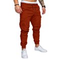 thumbnail image 1 of Innerwin Bas Taille Élastique Pantalon Homme Sport avec Multiples Poches Pantalon Uni Brun TG, 1 of 3