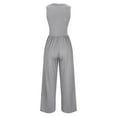 thumbnail image 6 of aidice Summer Womens Jumpsuits Casual U Neck Sleeveless Solid Color Loungewear Wide Leg Pants Rompers, 6 of 8