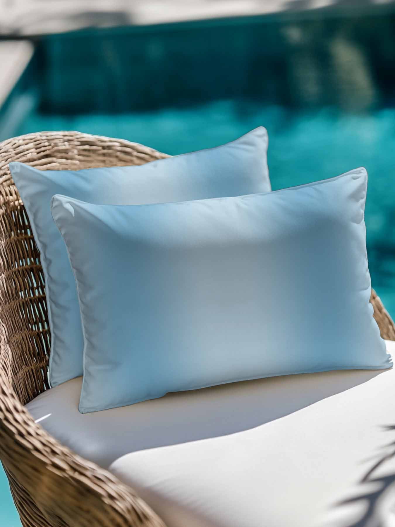 Outdoor Pillows Waterproof, Blue Ombre Bedding Throw Pillows with Insert for Couch Sofa Bed, Modern Abstract Art Farmhouse Gradient 12x20 Inch Pillowcases Decorative Camping Patio Pillow Set of 1