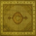 thumbnail image 1 of Ahgly Company Machine Washable Indoor Square Medallion Yellow Traditional Area Rugs, 8' Square, 1 of 4
