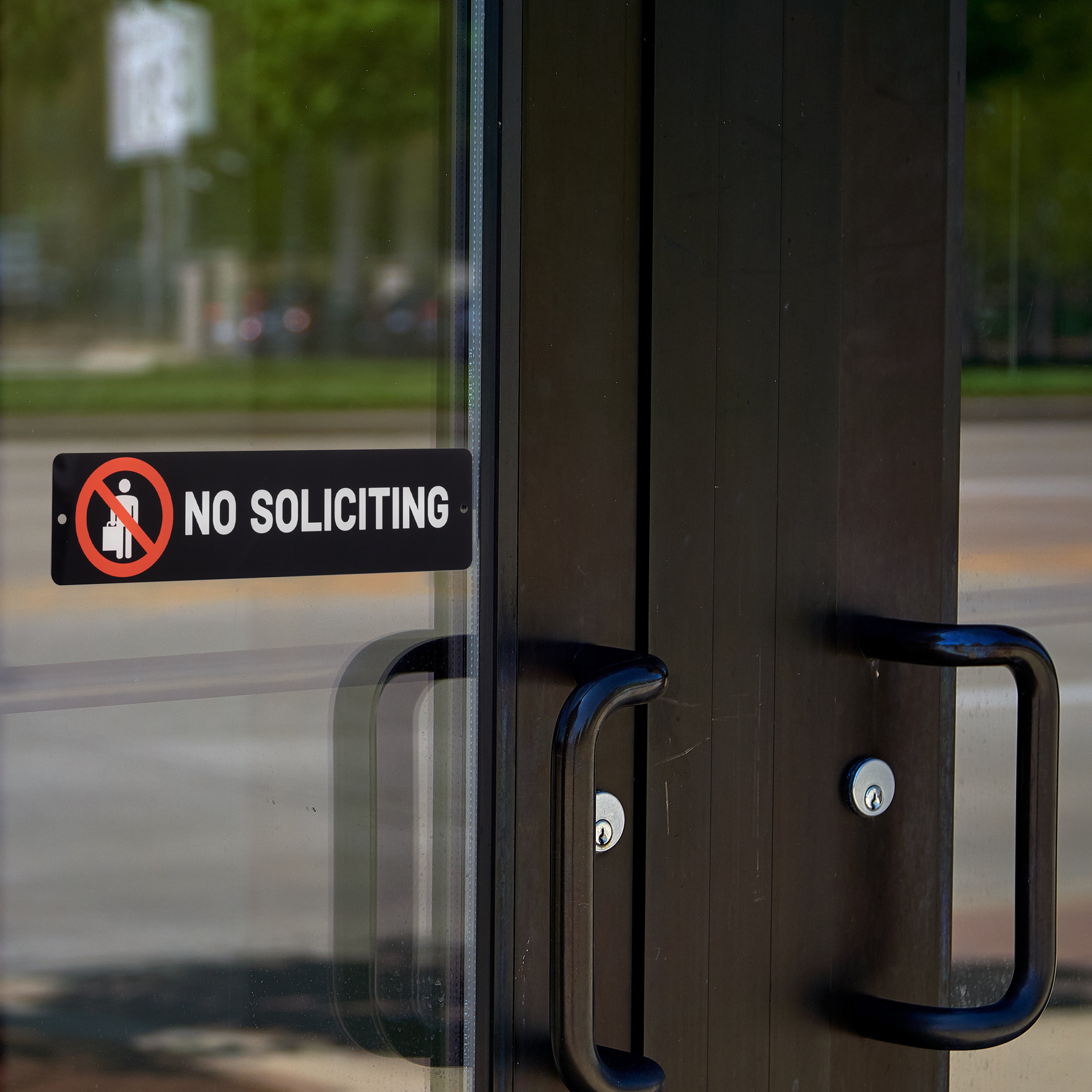 Pen+Gear No Soliciting Sign, 2 in x 8 in, Black, 1 Pack