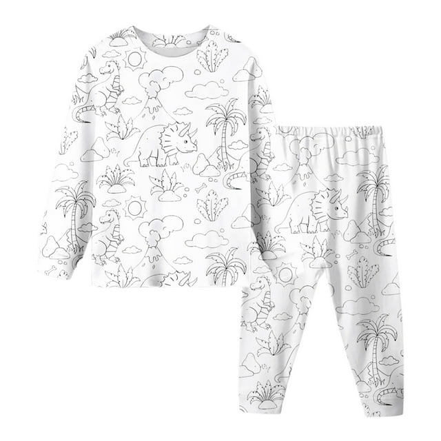 Fgnfyis Pyjama Color on Enfants Doux Ensemble Unisexe 2 Pcs PJs Coloriez Votre Propre Pyjama 5-6 Ans Blanc