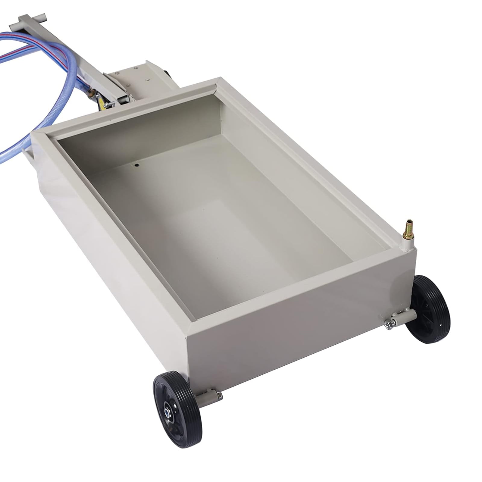 Low Profile Oil Drain Pan, Oil Drain Pan - Folding Handle, Heavy-Duty Mobile Oil Drain Tank with Locking Wheels & Filter Screen (High-Flow Pump, Grey, 20 Gallon)