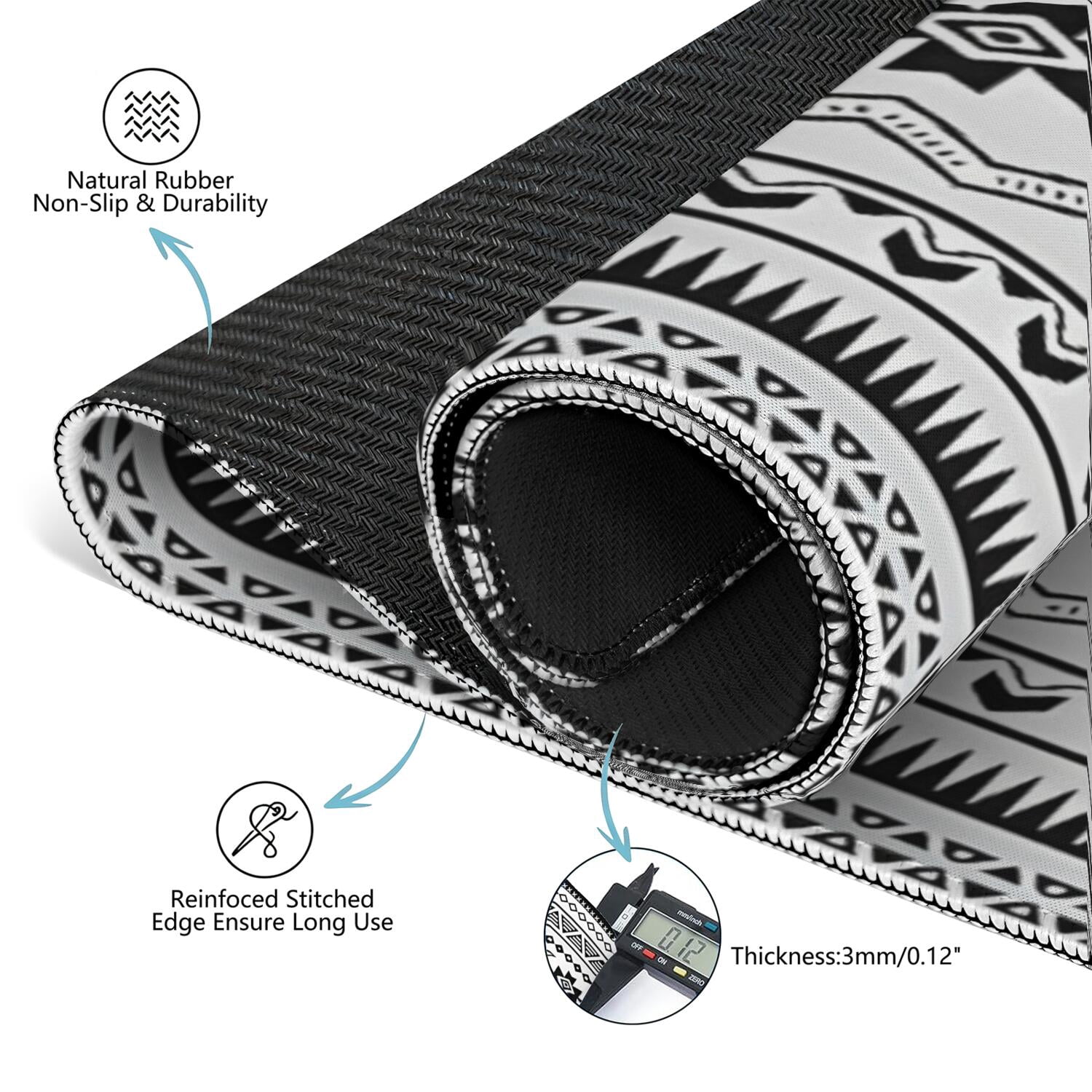 Large Square Boho Anti-Slip Mahjong Mat 31.5x31.5 Inch Rubber Table Topper with Noise Dampening for Chinese Tiles Card Games and Game Room Activities