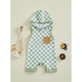 thumbnail image 3 of Musuos Baby Boys Hooded Jumpsuit 3M 6M 12M 18M Checkerboard Pocket Sleeveless Hoodies Romper Summer Clothes for Infant, 3 of 10