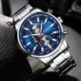 thumbnail image 3 of Mirar Reloj de hombre Movimiento de cuarzo Correa de acero inoxidable Pantalla de tiempo y calendario Función de cronómetro 3ATM Pulsera de moda masculina impermeable para negocios y vida c 1 1, 3 of 5