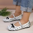 thumbnail image 2 of Gpaecead Women's Bow Polka Dot Ballet Flats Buckle Strap Lightweight Cushioned Non Slip Shoes For Commute And Casual, A-White, 2 of 8