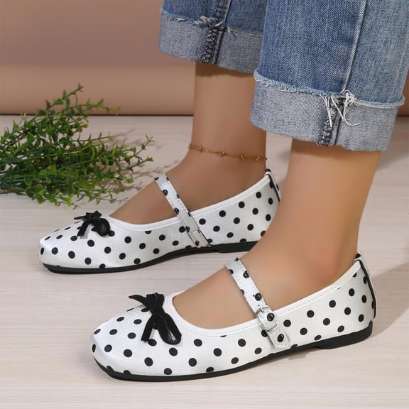 Vintage Style Shallow Cut Bowknot Women's Casual & Dress Shoes Comfortable Plus Size Office Work Daily Wear Spring Summer White A 8.5