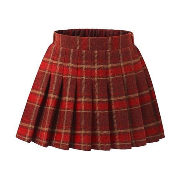 XXWXYD Girls Woolen Pleated Mini Skirt Plaid Cute A Line Classic Style Unifor𝗆 School Skirts for 3 to 15 Years Teen Preteen Academic Wear