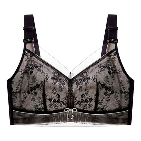 Lace Bralettes for Women Lightly Lined Bra Feature V-Neck Nursing Bra Style W-787 Black XL