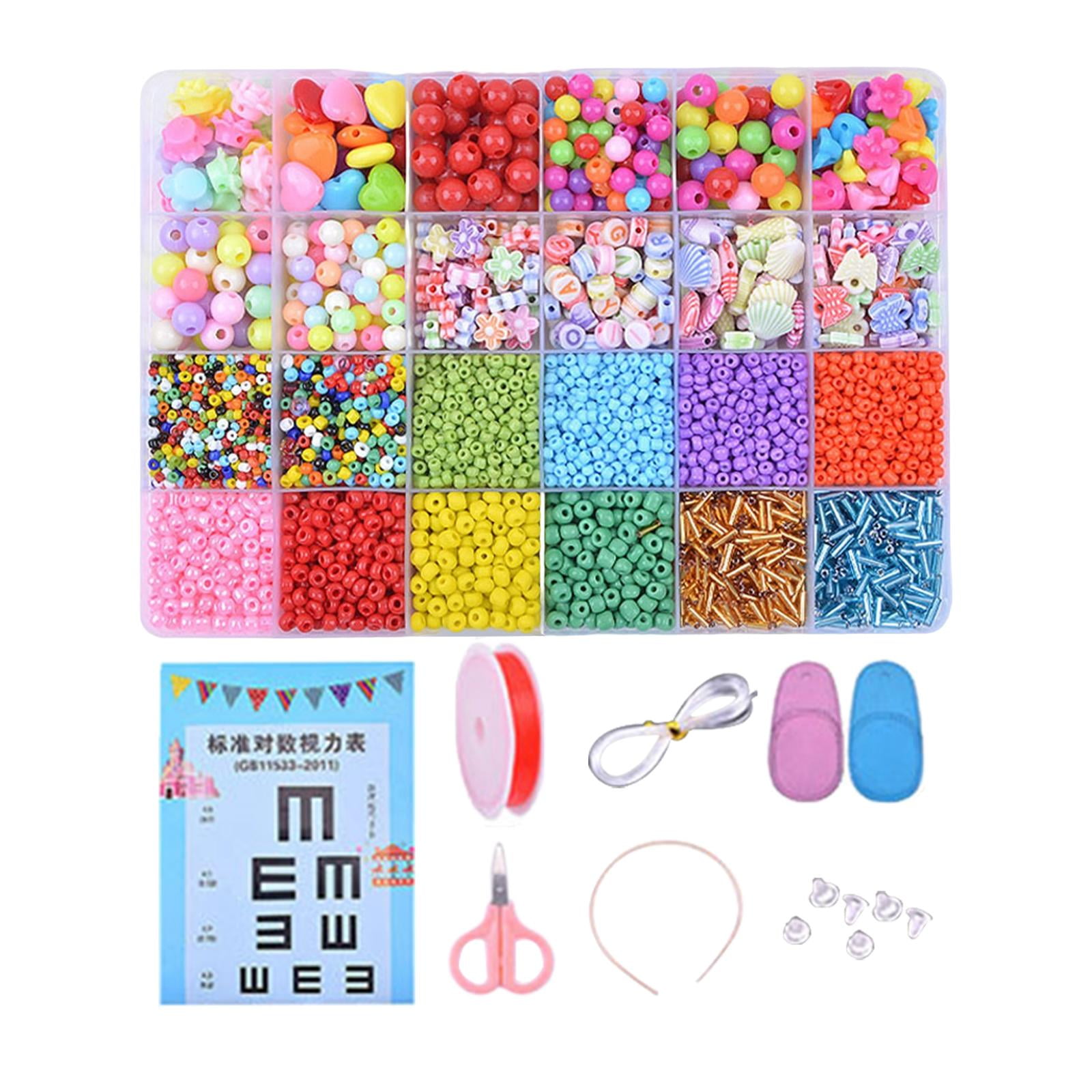 FVDPWYE Colorful Beads Loose Elastic Wire Letter Beads Square Beads Round Bead for Craft Style B