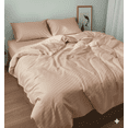 thumbnail image 1 of Juego de Sábanas Queen Size 2800 Hilos Extra Suave Premium Textura Rayada Soft Nature, 1 of 5