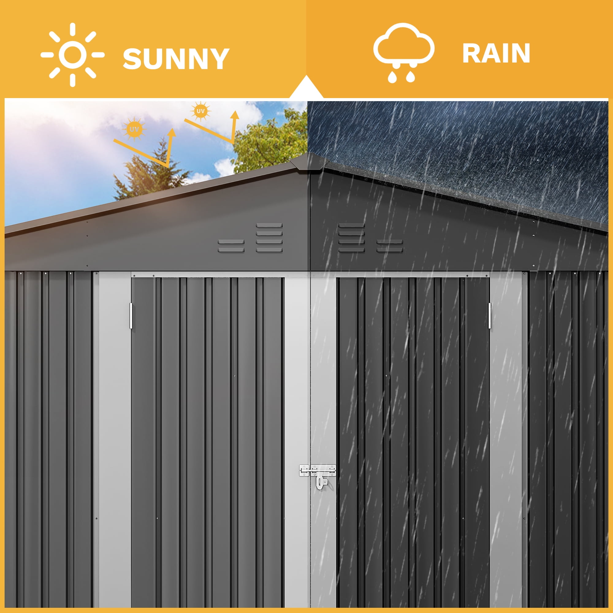 Uforic 10x8ft Metal Storage Shed with Lockable Doors & Vents Storage for Garden,Backyard, Patio, and Lawn Tools