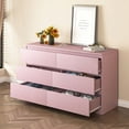 thumbnail image 3 of Candidlike 6 Drawer Dresser, Chest of Drawers Organizer Storage with Wide Drawers, Large Storage Cabinet,Modern Dresser for Bedroom, Living Room, Pink, 3 of 12