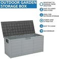 thumbnail image 4 of QRKD 75 Gallon Resin Deck Storage Box, Waterproof Garden Deck Bin Patio Storage Deck Box with 2 Wheels, Lockable Plastic Storage Containers with Lid for Pool, Garden, Garage (Gray), 4 of 16