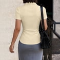 thumbnail image 4 of WULMLEO Womens Stain Shield Dress Shirts Wrinkle Free Short Sleeve Solid Tops Button Down Blouses Khaki Polyester, 4 of 6