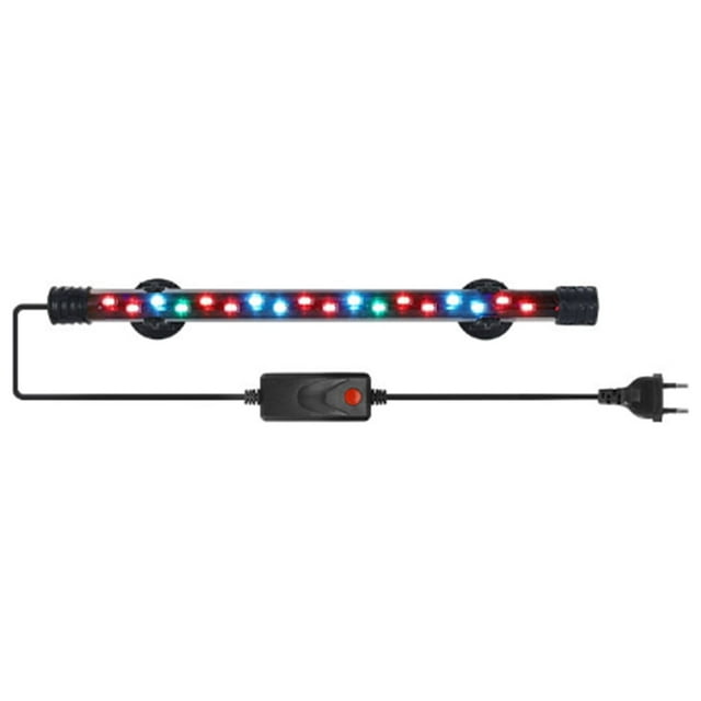 yeacher Éclairage d'Aquarium à Haute Intensité LED pour Aquariums, Lampe Décorative Submersible 18-LED avec Options Bleu Glace, Vert Émeraude et Rouge Vif, Modèle SZD-Q30CF, Prise Standard US, Puissance 6W, 28cm