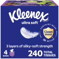 thumbnail image 1 of Pañuelos faciales Kleenex, ultrasuaves, 3 capas, 240 pañuelos, 4 cajas, 1 of 9