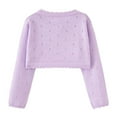 thumbnail image 4 of Girls Knit Bolero Cardigan Sweater Cute Ruffle Bowknot Long Sleeve Cropped Shrug Sweaters Toddlers Kids (0 Years, Purple), 4 of 7