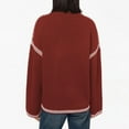 thumbnail image 4 of RMGVDSD Women's Fall Winter Knit Sweater Solid Color Long Sleeve Cozy Crew Neck Pullover Sweaters Top Fashion Winter Clothes Sweater /Red, 4 of 5