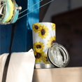 thumbnail image 3 of 20 Oz White Sunflower Coffee Tumbler Double Wall Insulated Stainless Steel Water Bottle | Metal Reusable Thermoses Flask with Cup Cap | Leak & Sweat Proof with Anti-Dust Lid, 3 of 7