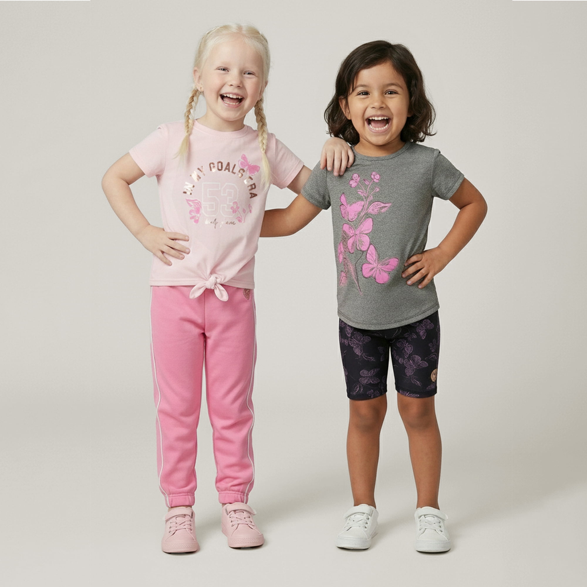 Body Glove Clothes Girls’ 4-Piece Active Outfit Set – Includes 2 Graphic Tees, Jogger Pants & Shorts, Comfortable Everyday Clothing for Toddler to Big Girls Sizes (2T-12)