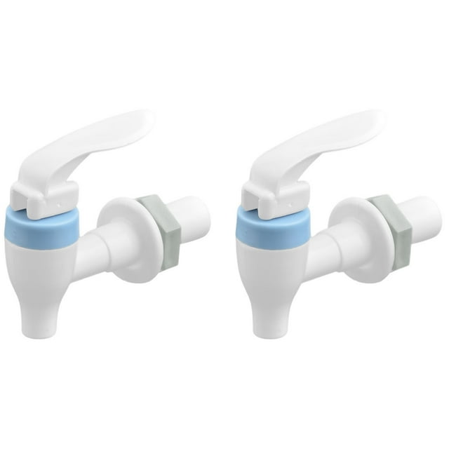 Unique Bargains Home Plastic Push Style Drink Water Dispenser Faucet Tap White Blue 2pcs